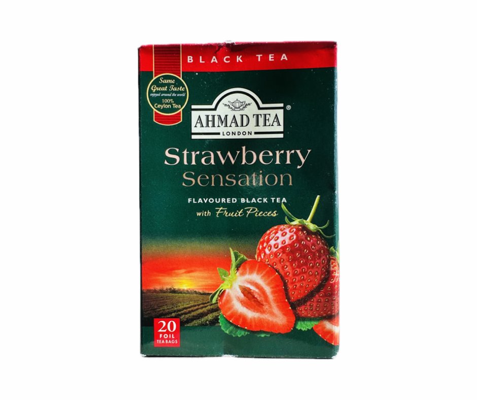 AHMAD TEA Strawberry Sensation Flavored Black Tea - 20 Tea Bags